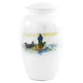 thumbnail image 2 of 10" Aluminum Metal Cremation Urn for Cremated Human Ash Remains Storage | Beautiful Artwork Printed Funeral Pot & Cremation Jar (Fly-Fishing White), 2 of 3