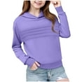 thumbnail image 2 of Spazoro Girls Swearshirts, Solid Color Fall Winter Hooded Long Sleeve Casual Pullover Tops for Girls Purple Size 2 T, 2 of 6