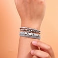 thumbnail image 2 of Totf Boho Wrap Bracelet Infinity Theme Leather Cuff, Silver & Gold, 7.5 inches, 2 of 15