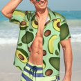 thumbnail image 7 of Honeii Avocado With Seeds Print Men’s Hawaiian Shirt,Classic Button-Down Short Sleeve Shirt, for Beach, Vacation, and Outdoor Activities,Medium, 7 of 7
