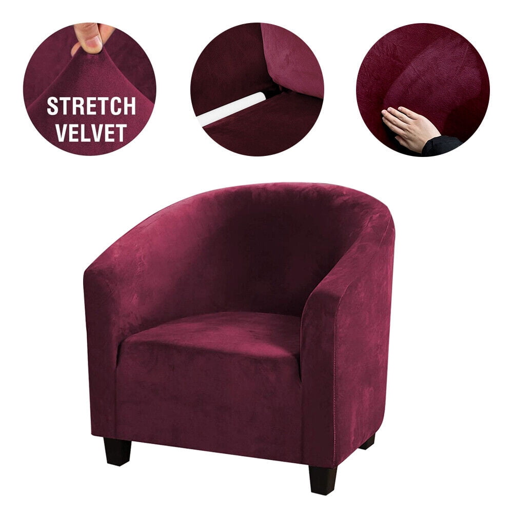 TOPCHANCES Tub Chair Covers for Armchairs, Tub Sofa Slipcover, Polyester Club Chair Slipcover, Stretch Armchair Slipcover for Dining Living Room Office Reception, Burgundy, 1 Pack