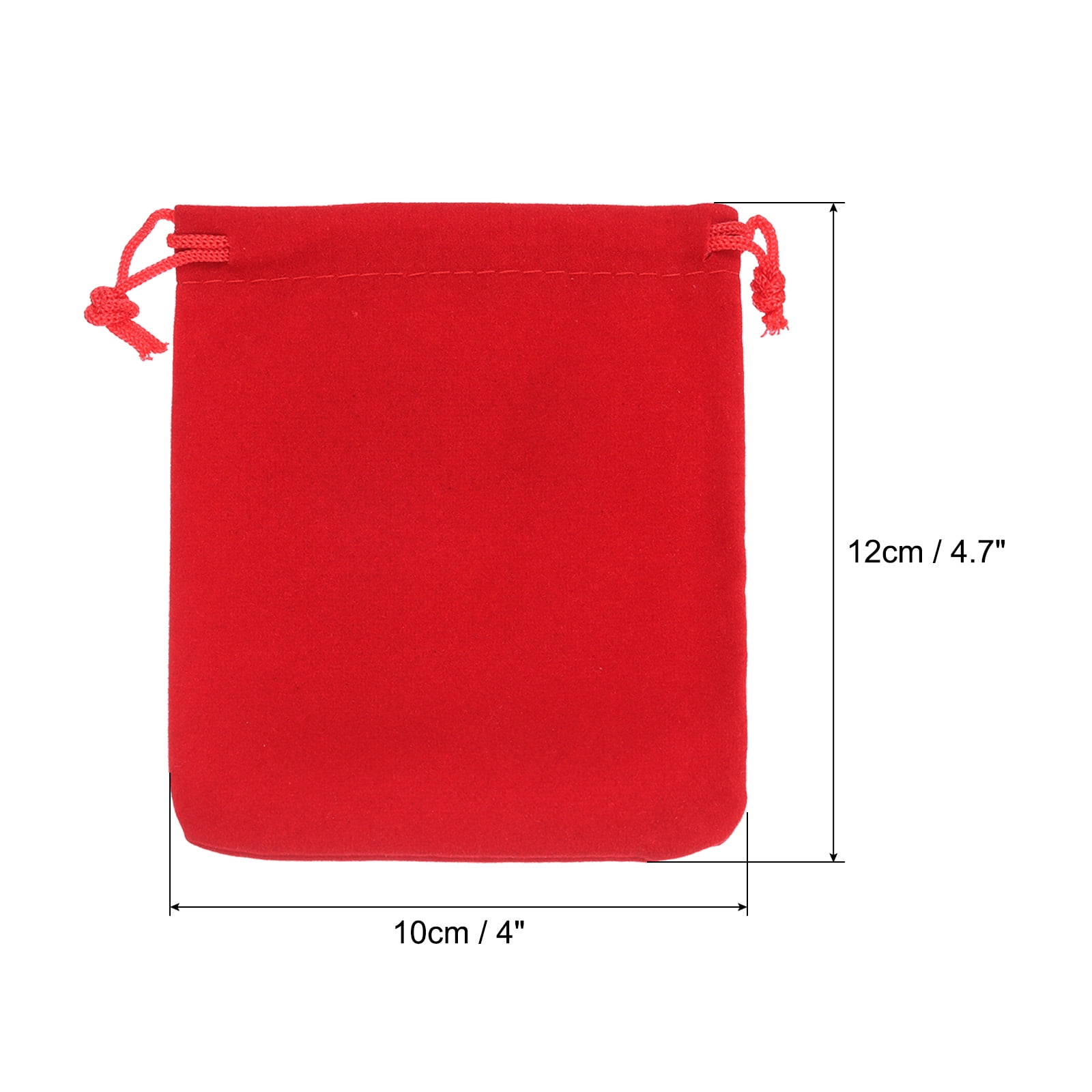 Unique Bargains Velvet Gift Bags Jewelry Drawstring Pouches for Wedding Favor 4"x4.7" Red