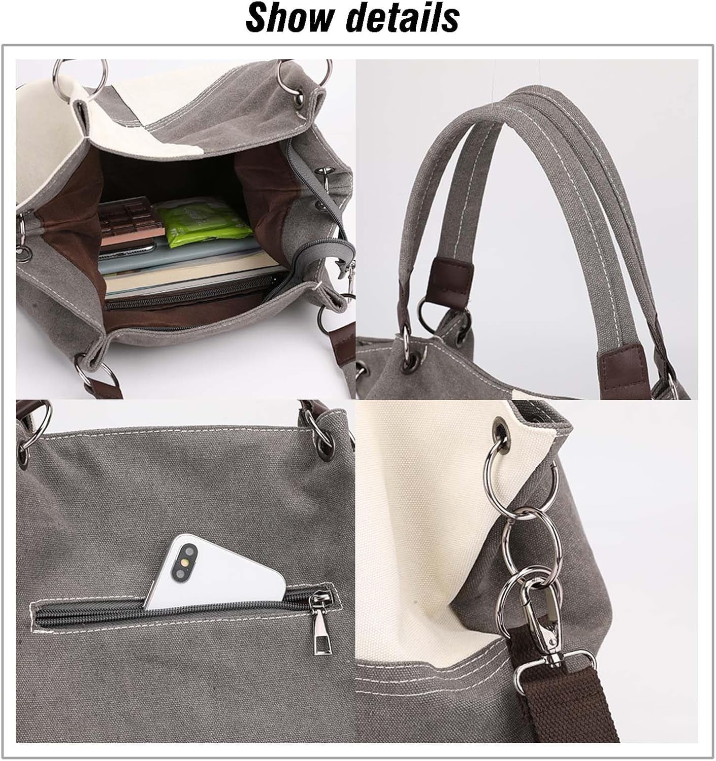 Canvas Crossbody Bag for Women Patchwork color collision Vintage Multi-pocket Work Shoulder Crossbody Bag for Womens