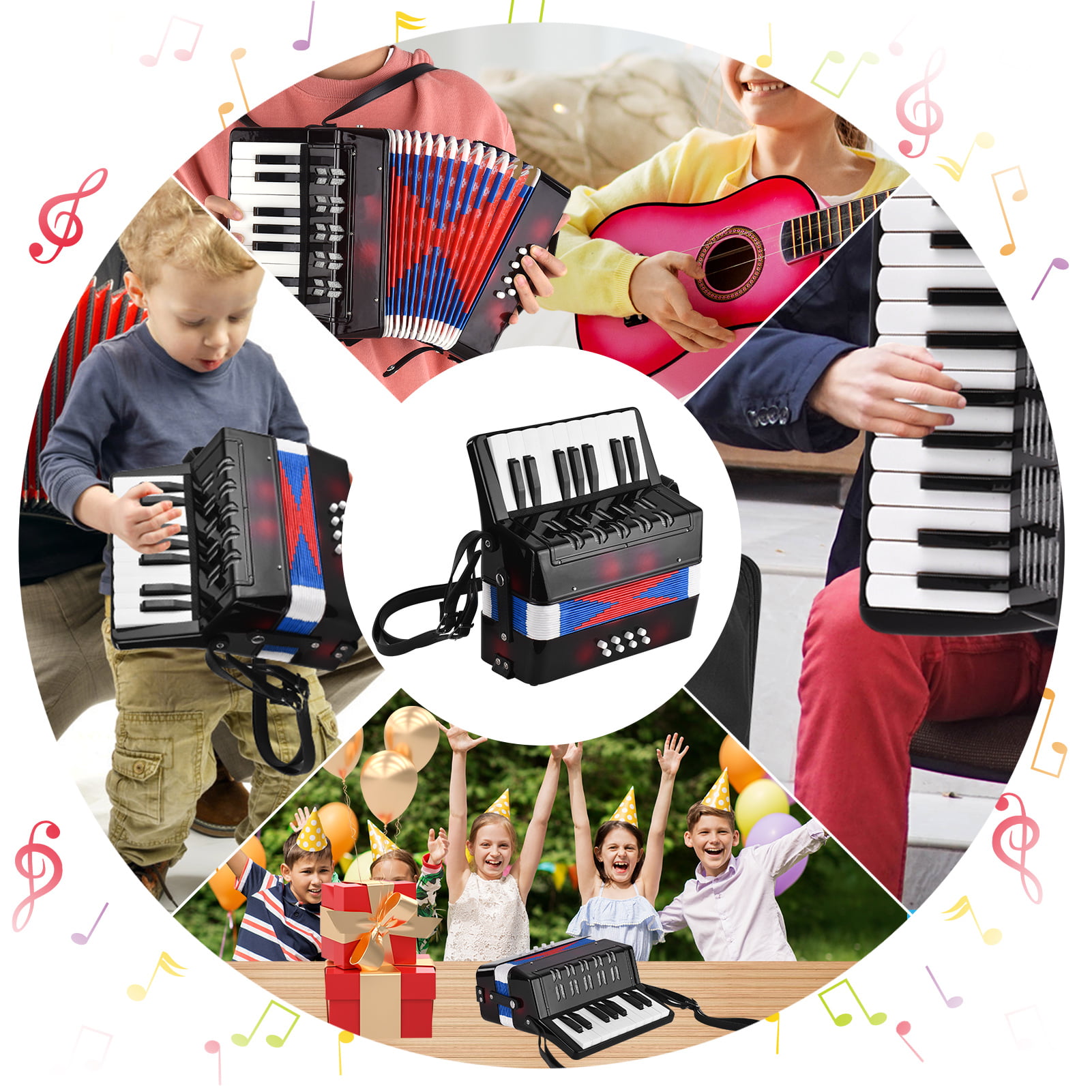 17-Key 8 Bass Kids Mini Small Accordion Children Educational Musical Instrument Rhythm Band Toy 