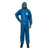 ViroGuard®, Blue Hazmat Coverall with Hood, Elastic Wrists & Back, Front Zipper with Storm Flap