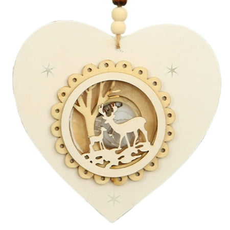 

Christmas Light Hanging Ornaments Battery Powered Christmas Themed Wooden Pendant Home Restaurant Decor B