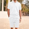 thumbnail image 2 of New Fashion Sets Men's Leisure Tracksuit Set Sports Casual Short Sleeve Solid Color Polo Shirt+Shorts Streetwear 2 Piece Suits, 2 of 5