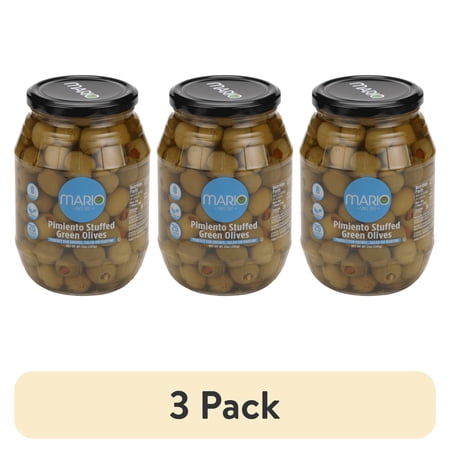 (3 pack) Mario Pimiento Stuffed Manzanilla Spanish Olives, 21 oz