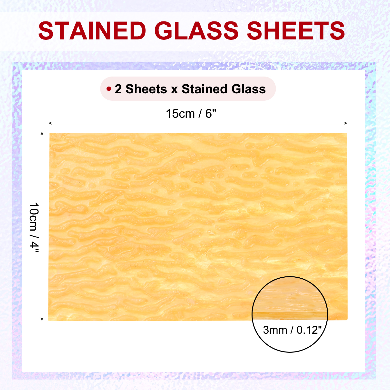 4 x 6 Inch Transparent Stained Glass Sheets, 2 Sheets Mosaic Glass Variety Pack Tiles for Art Supplies Crafts Projects, Pale Pink Waves