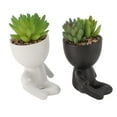 thumbnail image 4 of 2pcs Cute Human Shaped Mini  Succulent Flower Pots with Artificial Plants, Suitable for Home Decor, Office Decor, Shelf Decor, 4 of 8