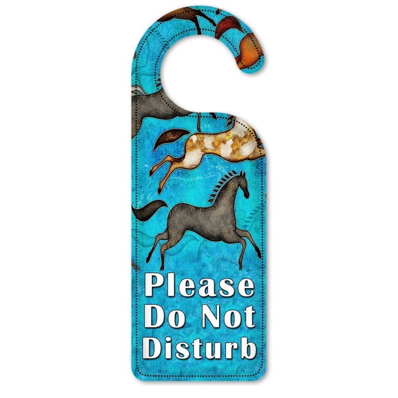Do Not Disturb Door Knob Hanger Sign - Aztec Horses - Image by Dan Morris