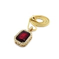thumbnail image 2 of Rectangular Faux Ruby Stone Pendant w/ 2mm 24" Box Chain Necklace in Gold-Tone, 2 of 3