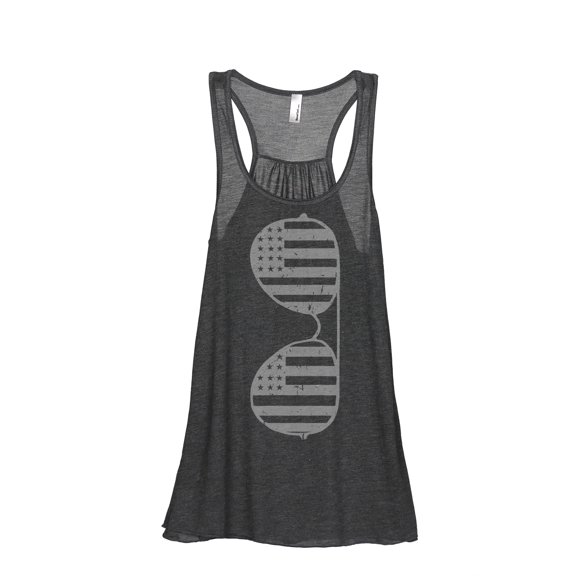 Thread Tank Aviator USA Sunglasses Women's Sleeveless Flowy Racerback Tank Top Charcoal Small