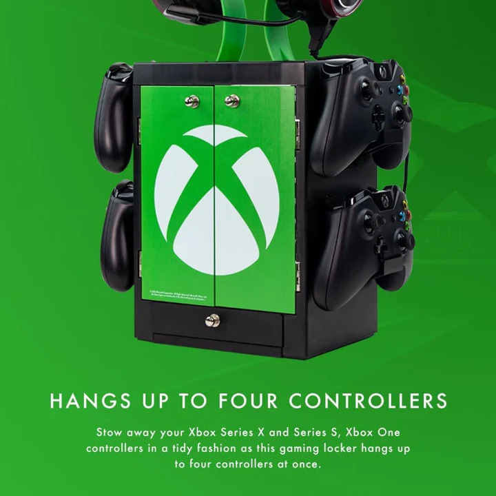 Numskull Official Xbox Series X Gaming Locker, Controller Holder, Headset Stand for Xbox Series X|S, PS5, Nintendo Switch - Official Xbox Merchandise