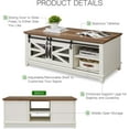 thumbnail image 4 of 48'' Coffee Table with Storage &amp; Sliding Barn Doors  Farmhouse &amp; Industrial Cocktail Table w/Adjustable Shelves  Modern Rectangular Rustic Living Room Table for Living Mee, 4 of 6
