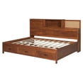thumbnail image 5 of Full Size Wooden Daybed with 3 Drawers and Shelves, Practical Daybed with Socket USB Interface, for Bedroom, Walnut, 5 of 9