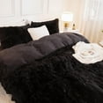 thumbnail image 3 of Queen Comforter Set Black, Fluffy Winter Faux Fur Warm Soft Plush Bedding Comforter Set (1 Velvet Comforter & 2 Pillowcases), Fuzzy Thick Heavy Puffy Comforters Bed Set, 3 of 8