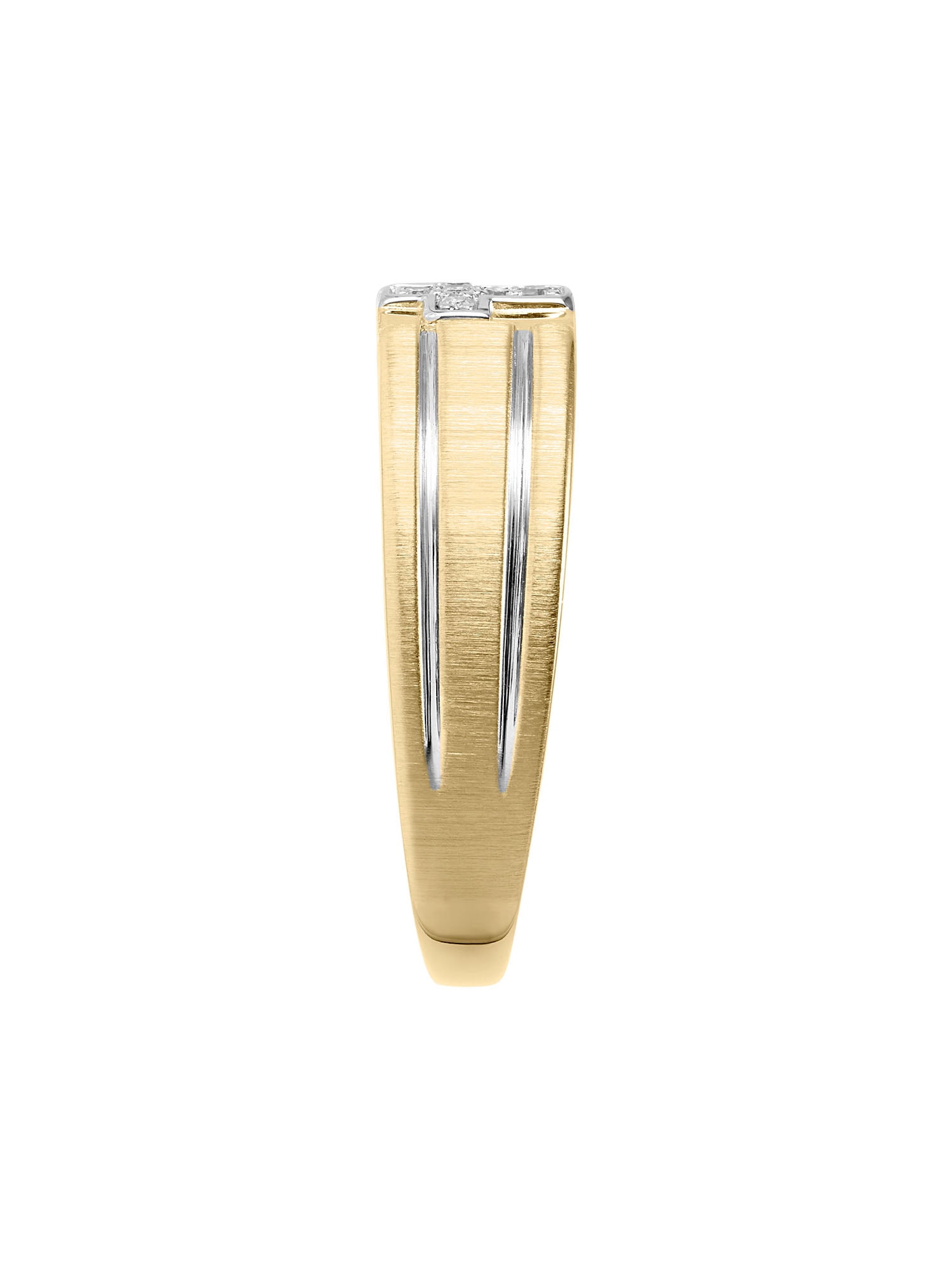 Diamond-Accent 18KT Yellow Gold over Sterling Silver "Reverant" Men's Cross Fashion Ring by Keepsake