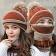 thumbnail image 2 of Zmeidao Hat Female Winter Warm Woolen Hat Warm Cute Female Hat Three-piece Ear Protection Knitted Hat, 2 of 3