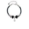 thumbnail image 2 of Delight Jewelry Silvertone Mini Star with Clear Crystal Lil Sister Celtic Knot Leather Bead Bracelet, 7"+2" Extender, 2 of 4