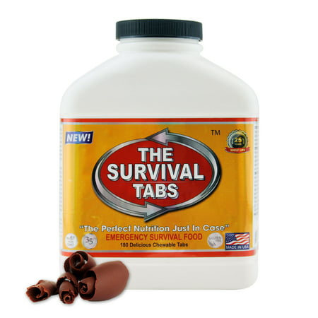 Survival Tabs 15 Day 180 Tabs Emergency Food Survival MREs Meal Replacement for Disaster Preparedness Gluten Free and Non-GMO 25 Years Shelf Life Long Term - Chocolate