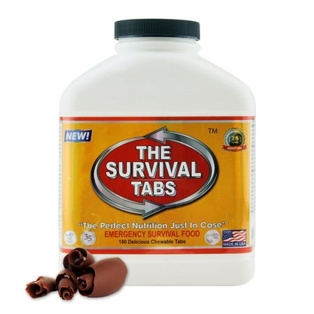 - Survival Tabs 15 Day 180 Tabs Emergency Food Survival MREs Meal Replacement for Disaster Preparedness Gluten Free and Non-GMO 25 Years Shelf Life Long Term - Chocolate Flavor