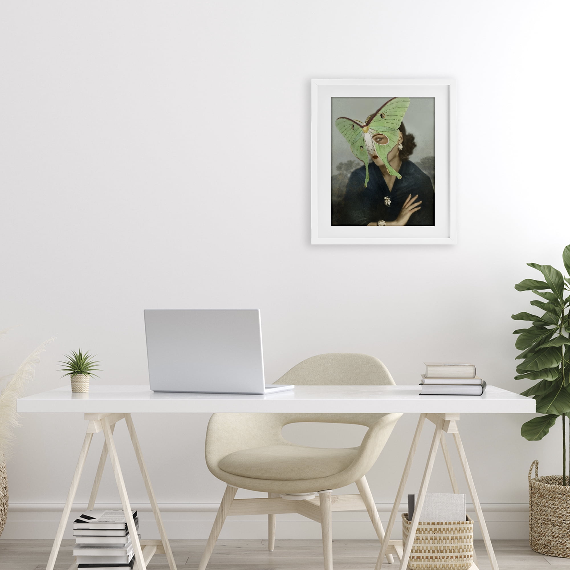 Stupell Industries Naturalist Portrait with Moth White Framed Print Under Glass, design by Victoria Barnes