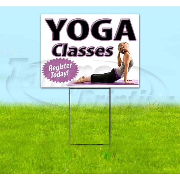 Yoga Classes (18" x 24") Yard Sign, Includes Metal Step Stake