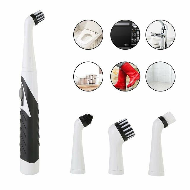4 in 1 Electric Sonic Scrubber Cleaning Household Brush Kitchen Cleaner Set US 