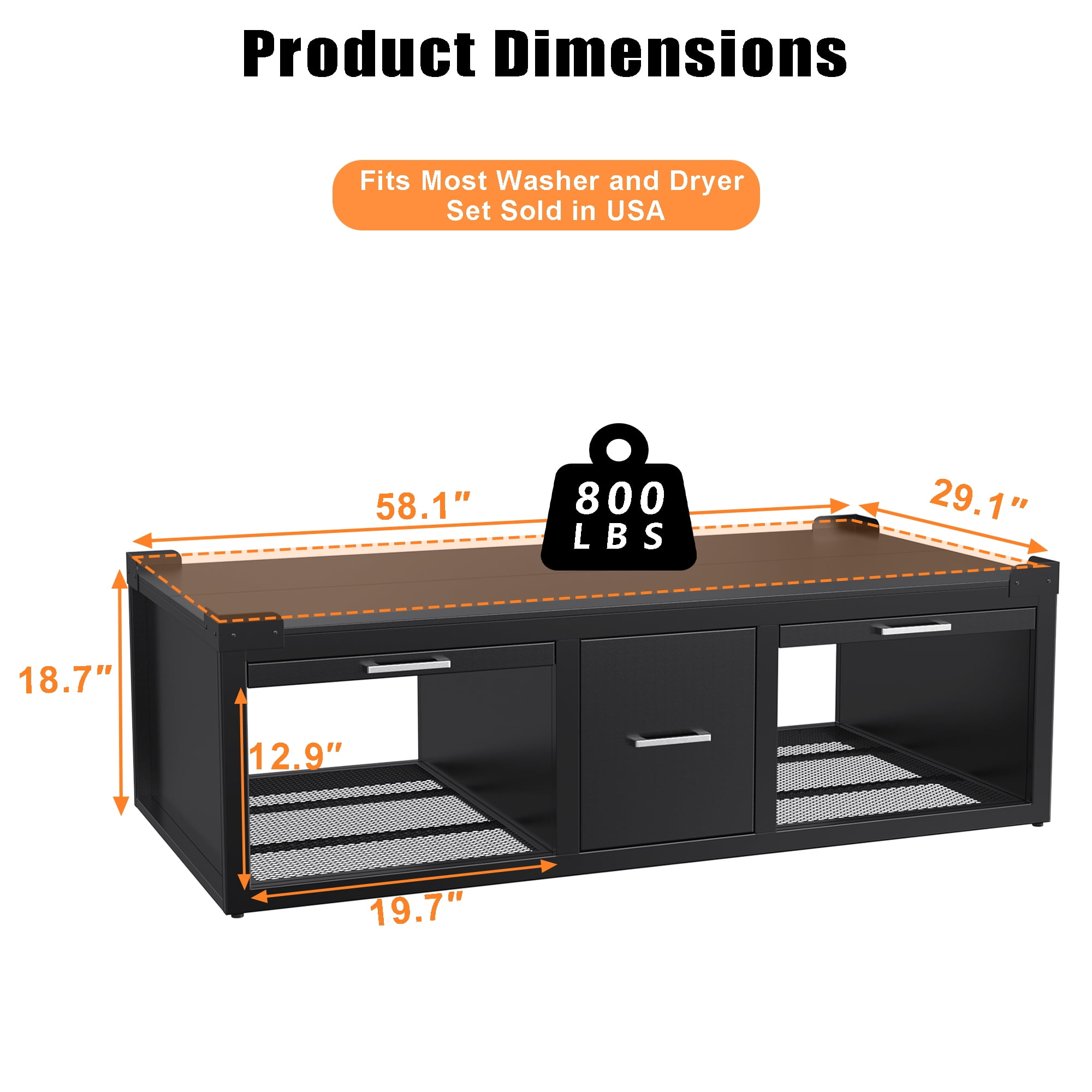 GDLF Washer and Dryer Pedestals, Universal Washer and Dryer Stand with Pull-Out Shelf