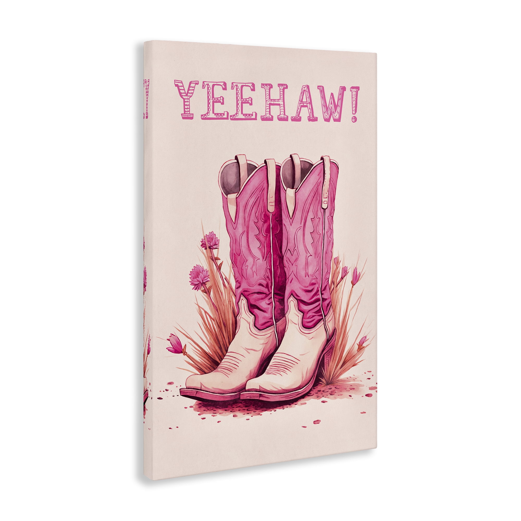 Stupell Industries Yeehaw Pastel Boots Fashion Painting Wrapped Canvas Art Print Wall Art, 24 x 36