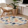 thumbnail image 4 of Round Rugs 4Ft, Colorful Flowers Round Area Rug Washable Indoor Throw Carpet, Watercolor Retro Blue Pink Floral Soft Non Slip Circle Rug for Kitchen Nursery Room Home Decor Aesthetic, 4 of 8