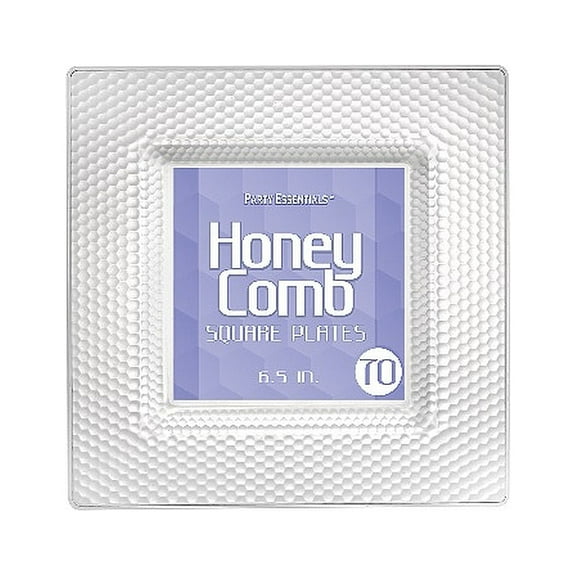 1 - Party Essentials 6.5" Honeycomb Square Plates - Clear 70 Ct.