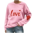 thumbnail image 2 of FDGIU ‌Valentine's Day Shirt Women, Heart Print Long Sleeve T-Shirt with Crew Neck for Valentine's Outfit & Casual Wear, 2 of 5