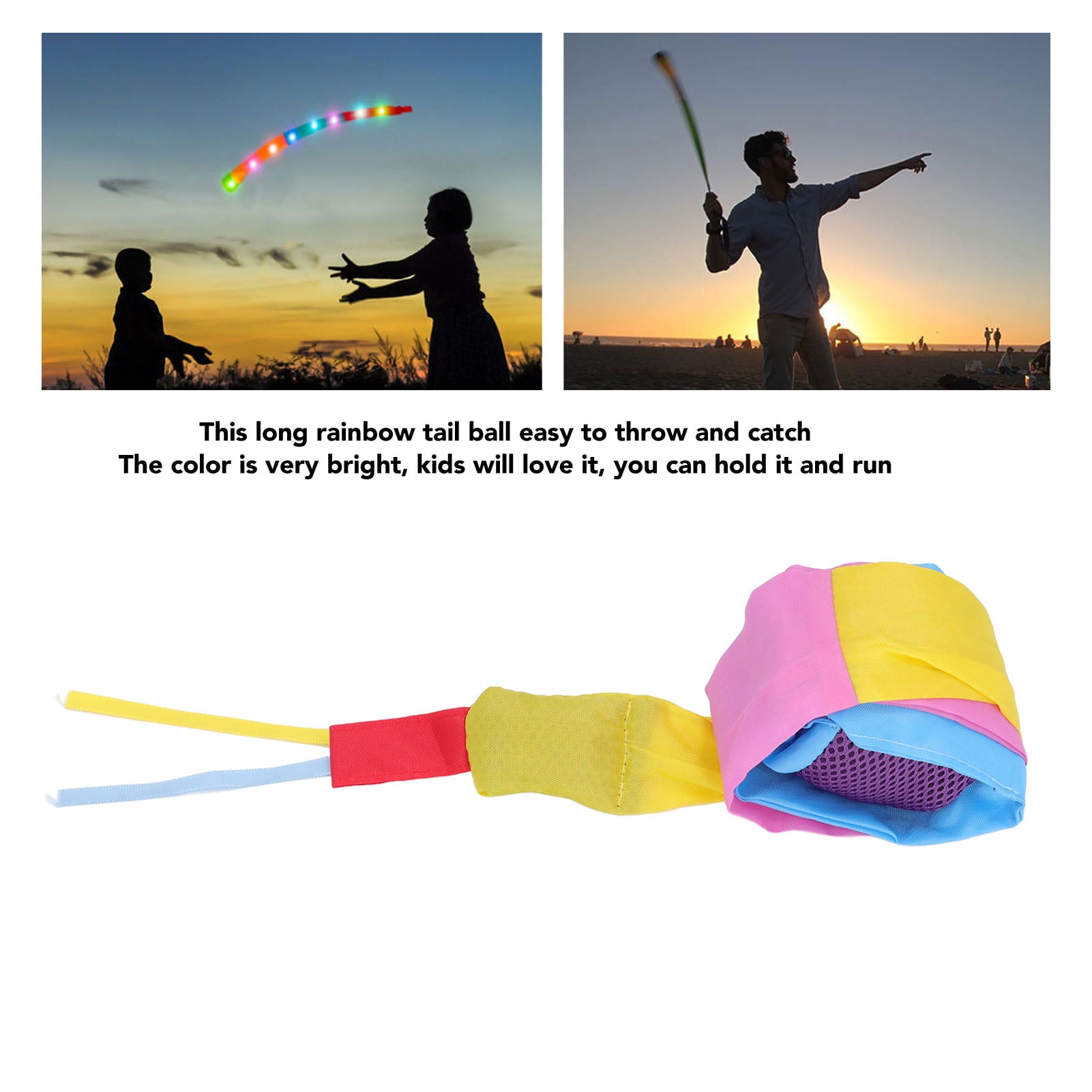 Lot De 4 Balles à Queue Arc-en-Ciel - Balles Météores En Tissu Pour Enfants - Jeu Extérieur Coordination Et Équilibre