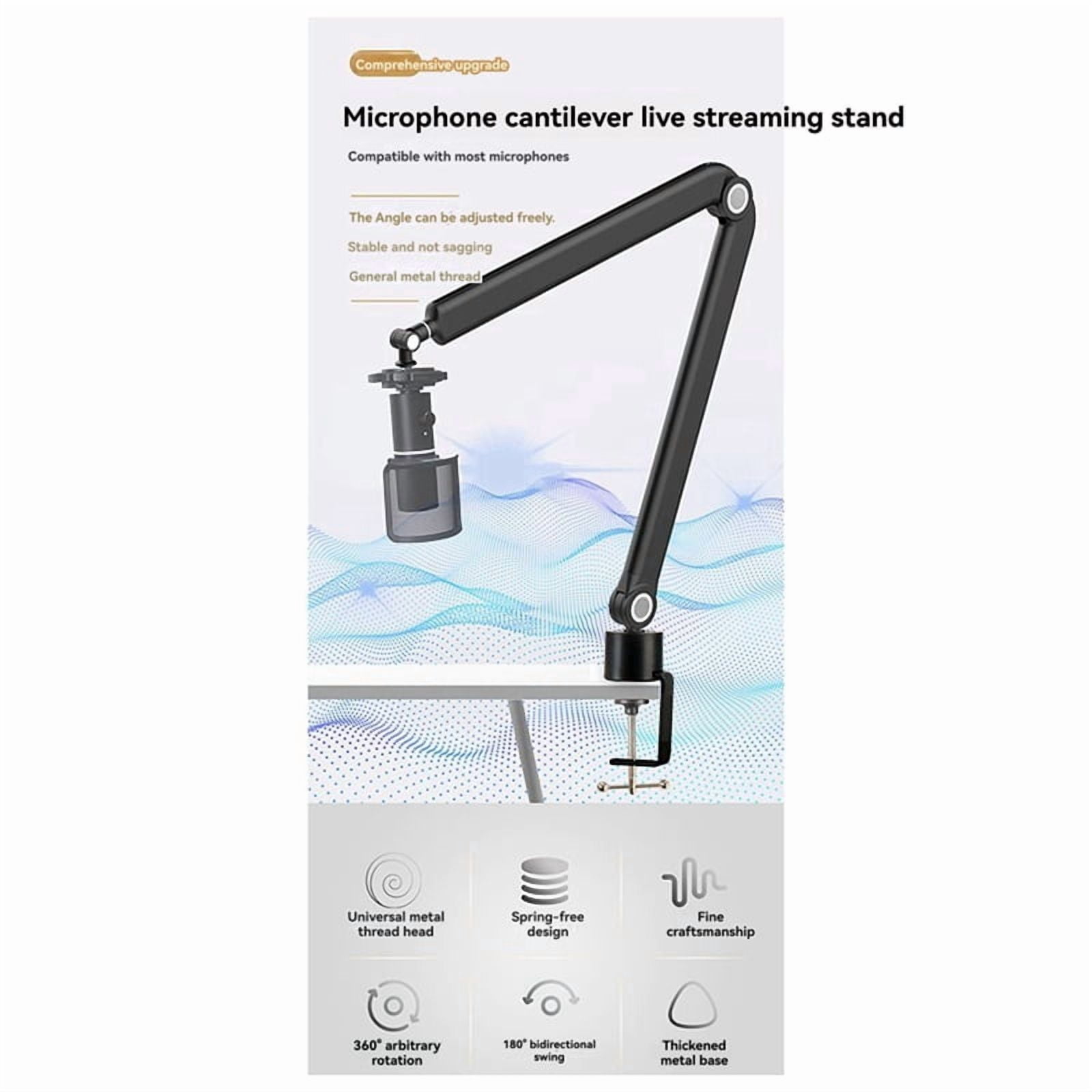 Microphone Boom Arm,360°Rotatable Mic Stand,Microphone Holder with 3/8in 5/8in Adapters,Microphone Arm with Accessories