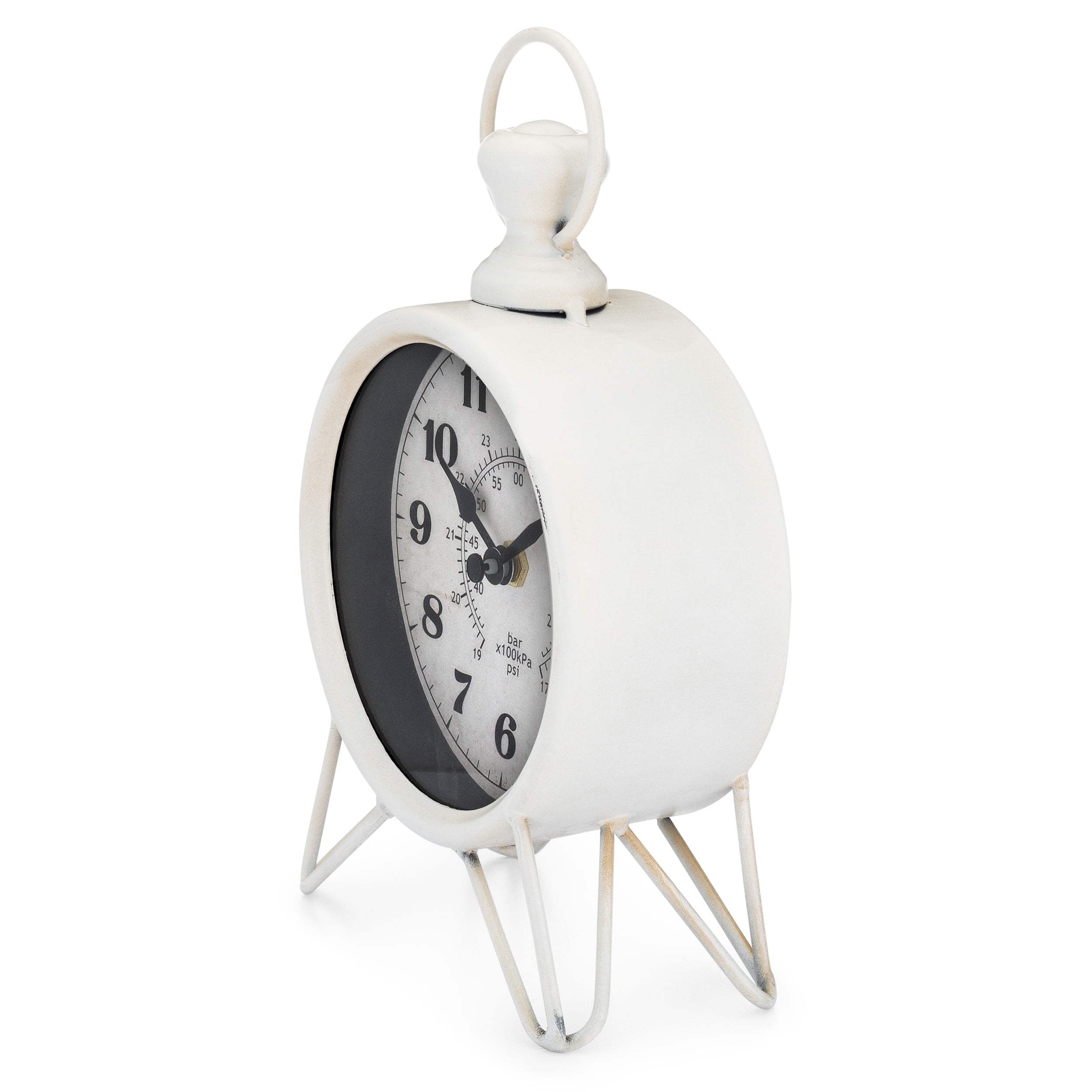 Westclox Vintage White Metal QA Analog Table Clock: Timeless Elegance