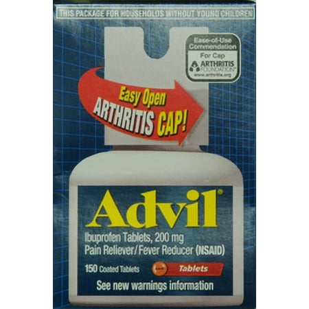Advil Easy Open Cap (150 Count) Pain Reliever / Fever Reducer Coated Tablet, 200mg Ibuprofen, Temporary Pain Relief