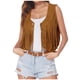 thumbnail image 2 of ICHUANYI Clearance Women's Ethnic Jacket Round Neck Sleeveless Cardigan Vintage Solid Lightweight Coat(Khaki, S) ICHUANYI WER2023080902907, 2 of 7