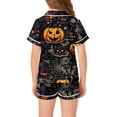 thumbnail image 3 of CONZONE Halloween Toddler Girls Pajamas Graphic Pjs Set Hallowmas Jammies Short Sleeve Button Down Shirts Shorts 2 Piece Sleepwear Loungewear for Kids, 3 of 7