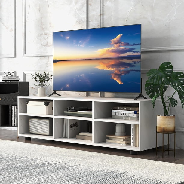 Giantex TV Stand, TV Console Cabinet w/6 Open Compartments & 3