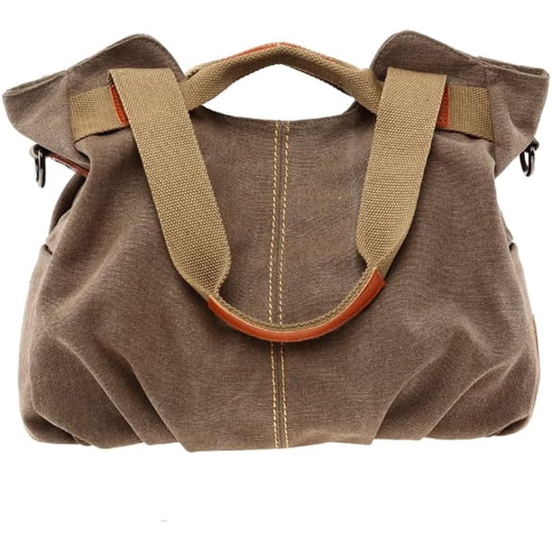 LHSHIDU Tote Handbag for Women Canvas Shoulder Purse Retro Large Capacity Handbags