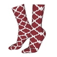 thumbnail image 5 of Xecao Red Moroccan Print Fashion No Heel Casual Crew Socks Cushioned Breathable for Men Women - Moisture wicking,Not easy to fade Suitable for daily, 5 of 7