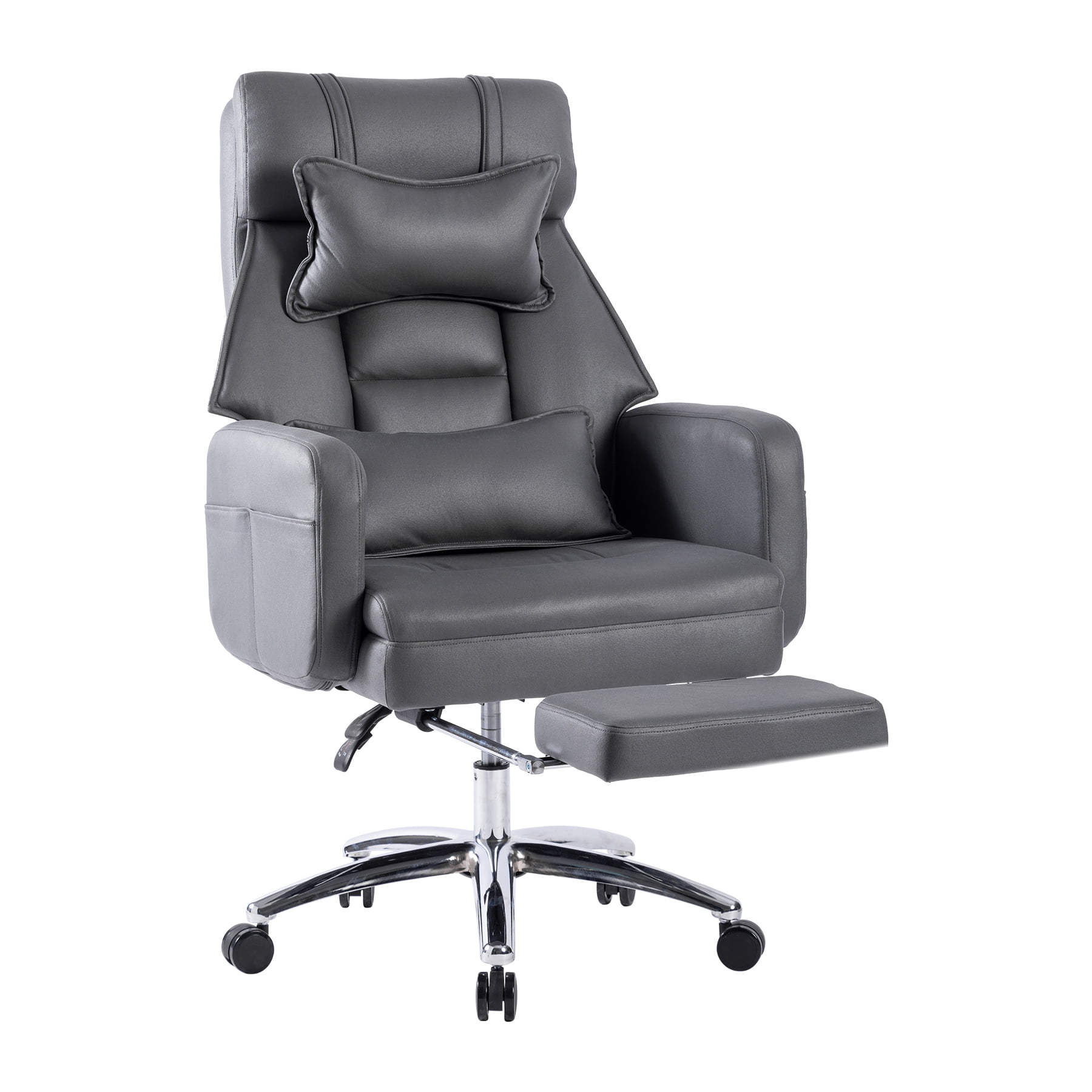 Aukfa Swivel Ergonomic Office Chair with Lumbar Support Headrest,155° Reclining Chair,Dark Gray