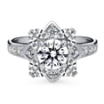 thumbnail image 2 of BERRICLE Sterling Silver Flower Rings Cubic Zirconia CZ Halo Cocktail Promise Ring for Women, Rhodium Plated Size 5, 2 of 13