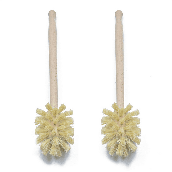 2X Toilet Brush, Wood Toilet Brush Made of Beechwood, Strong Bristles with 360° Cleaning Power