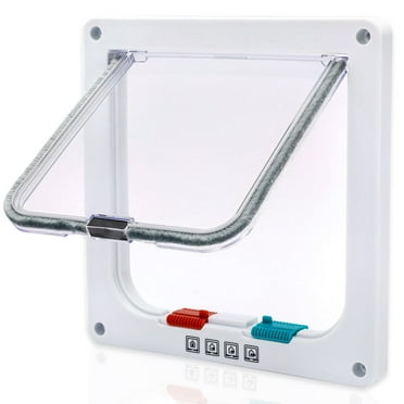 TCFUNDY 4-Way Lockable Small Pet Door for Walls with Brush Edges, 5.7" x 6.1"