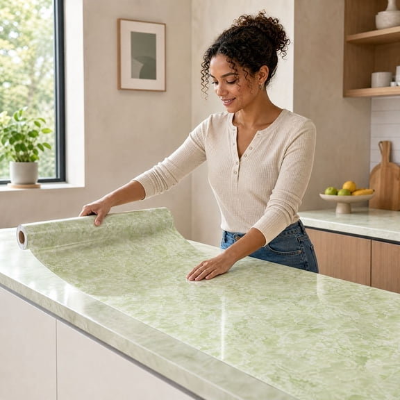 Marble Contact Paper Peel and Stick Wallpaper for Kitchen Countertop, 23.62 X 78.74 Inches Thicken Self Adhesive Wallpaper for Countertops Cabinets Decorative Easy to Remove(D)