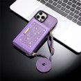 thumbnail image 6 of Tarise iPhone 13 Pro Wallet Case Cover for Women Men, iPhone 13 Pro Case with Strap, Glitter PU Leather Crossbody Strap RFID Blocking Magnetic Clasp Phone Case for iPhone 13 Pro 6.1 inch 2021, Purple, 6 of 7