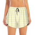 thumbnail image 2 of Balery Lemon Yellow Checkboard Pantalones cortos deportivos para mujer con forro y dos bolsillos, elásticos, para entrenamiento, gimnasio, yoga-Large, 2 of 7